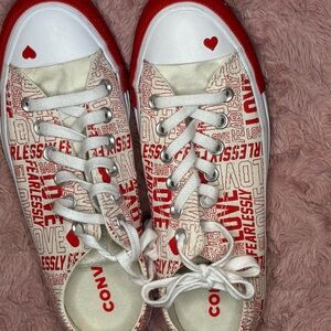 Converse Woman Red and White Love Sneakers